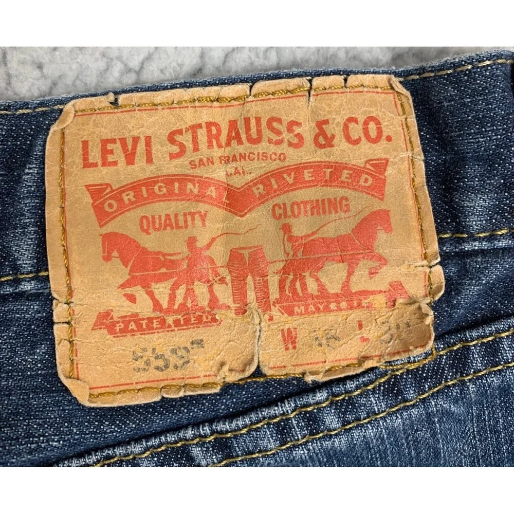 Levi's‎ 559 Jeans Mens 36x30 Blue Distressed Denim Relaxed Straight Fit